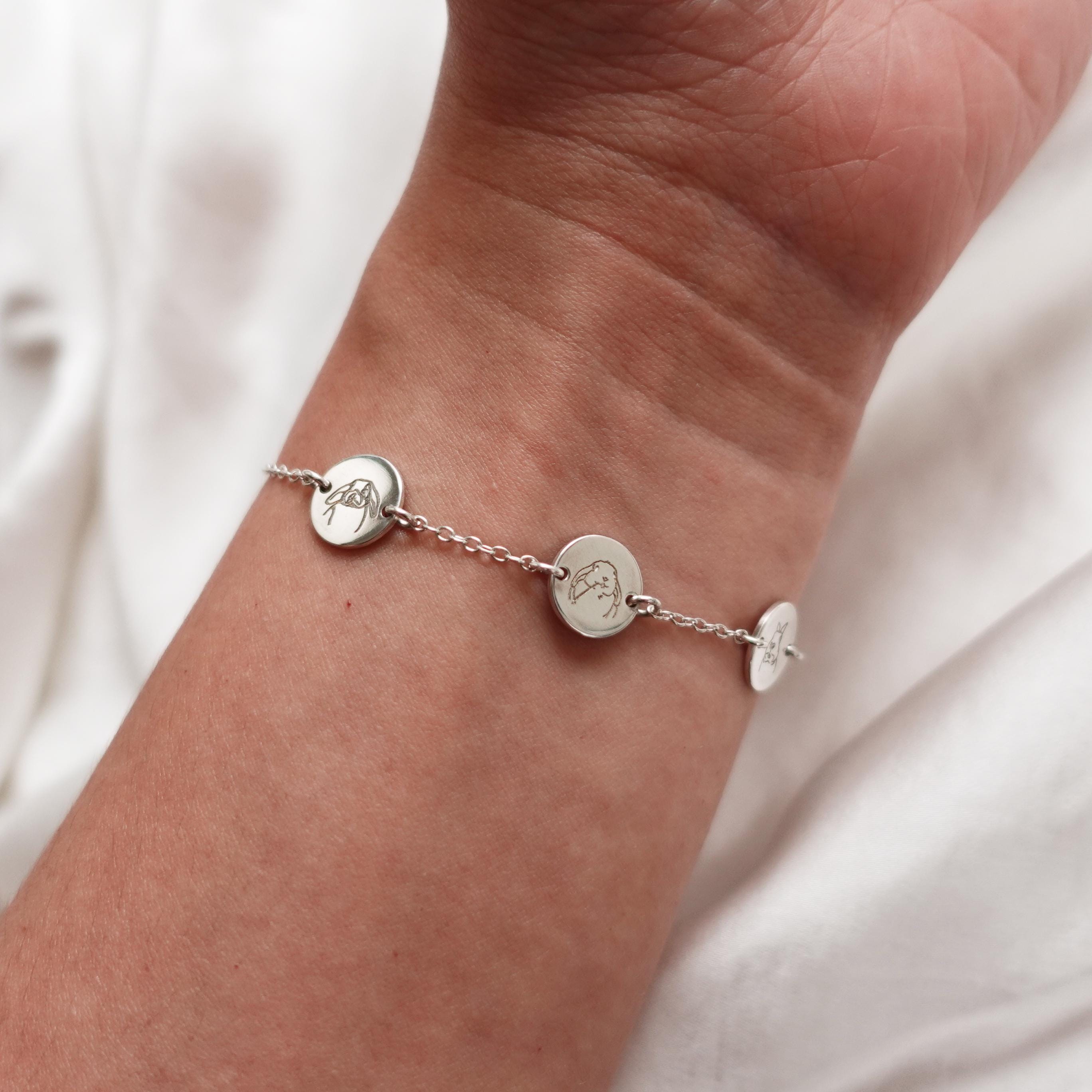 Pet Portrait Silver Charm Bracelet